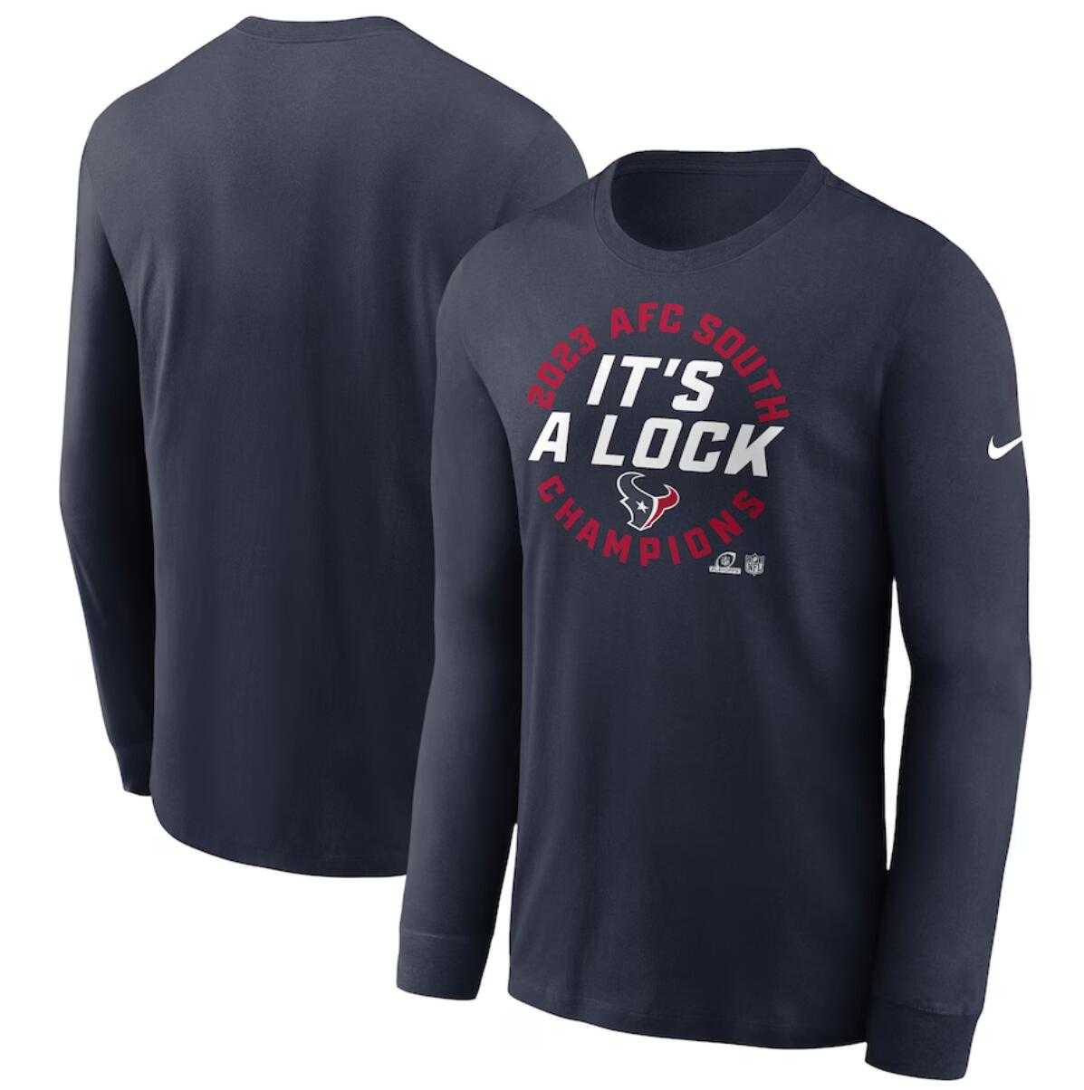 Men's Houston Texans Navy 2023 AFC South Division Champions Locker Room Trophy Collection Long Sleeve T-Shirt,We sell and wholesale Men's Houston Texans Navy 2023 AFC South Division Champions Locker Room Trophy Collection Long Sleeve T-Shirt on line form chian!